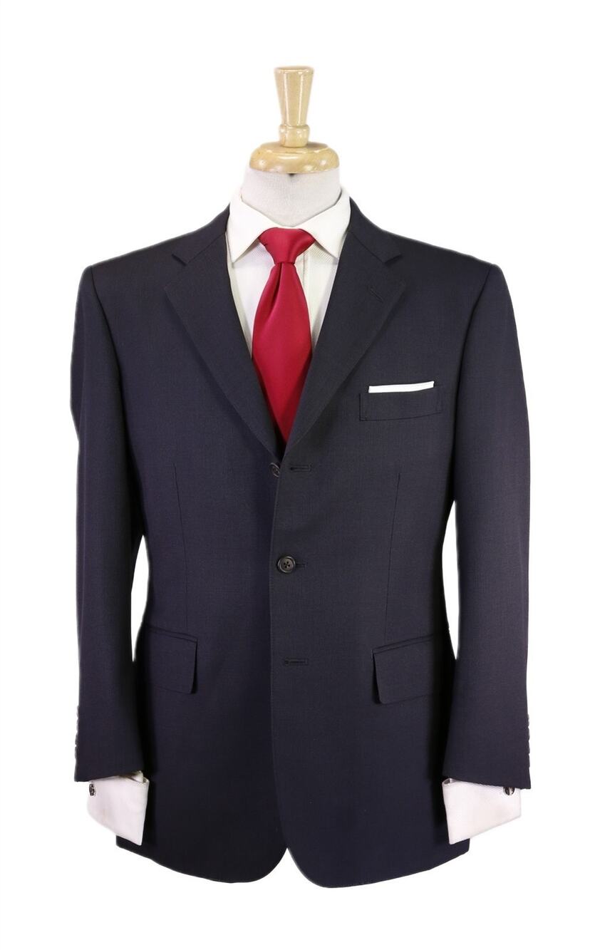 J Press Navy Blue Tic Woven 3-Btn Wool American Classic Model Suit 38S